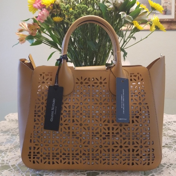 Gianni Nataro Leather Tan Satchel - Picture 2 of 11